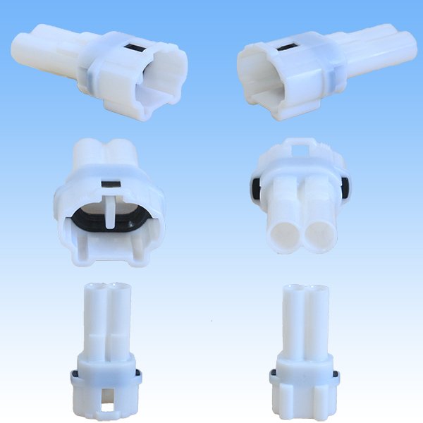 画像2: 住友電装 090型 MT 防水 2極 カプラー・端子セット タイプ1(インターロック) 白色 (2)