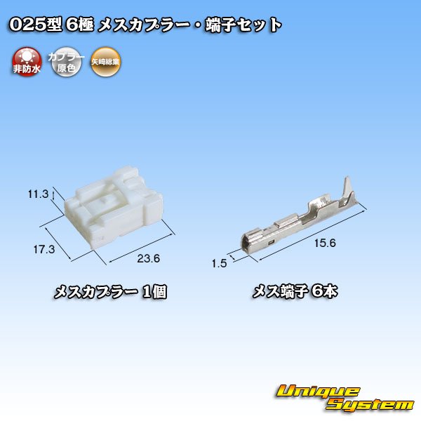 画像1: 矢崎総業 025型 非防水 6極 メスカプラー・端子セット (1)