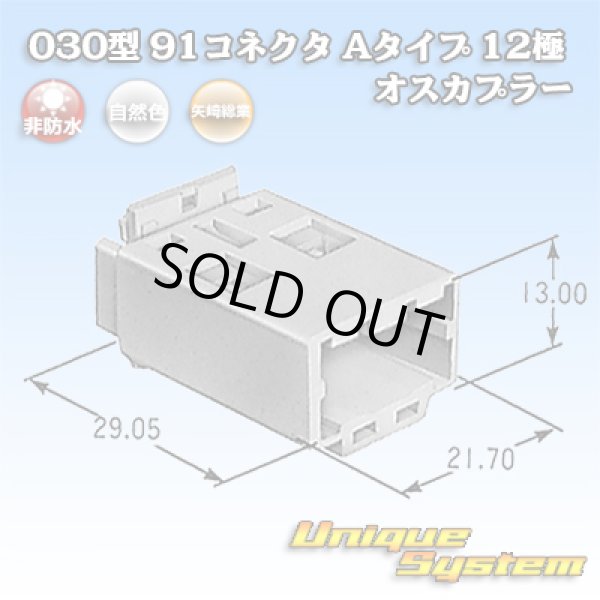 画像1: 矢崎総業 030型 91コネクタ Aタイプ 非防水 12極 オスカプラー (1)