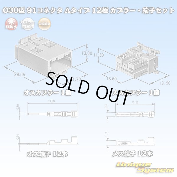 画像1: 矢崎総業 030型 91コネクタ Aタイプ 非防水 12極 カプラー・端子セット (1)