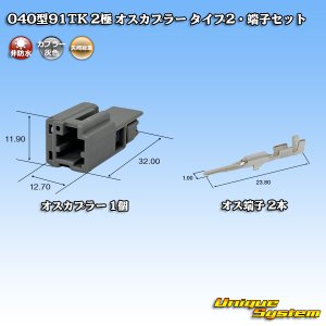 画像: 矢崎総業 040型91TK 非防水 2極 オスカプラー・端子セット タイプ2