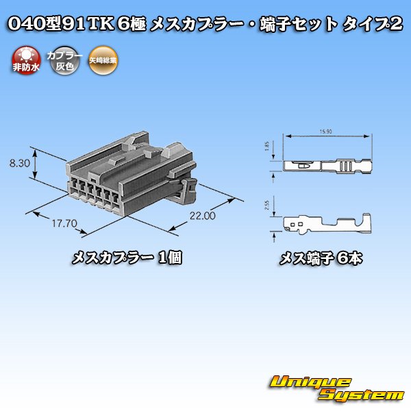 画像5: 矢崎総業 040型91TK 非防水 6極 メスカプラー・端子セット タイプ2 (5)