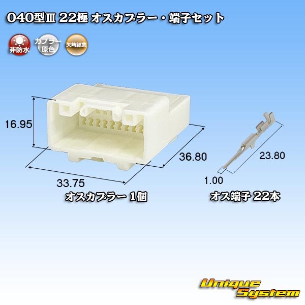 画像1: 矢崎総業 040型III 非防水 22極 オスカプラー・端子セット (1)