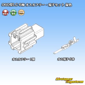 画像: 矢崎総業 060型LC (HLC) 非防水 6極 オスカプラー・端子セット 緑色