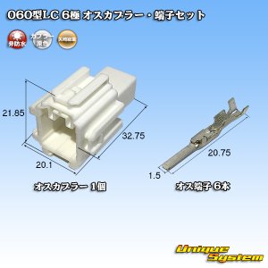 画像: 矢崎総業 060型LC (HLC) 非防水 6極 オスカプラー・端子セット 白色