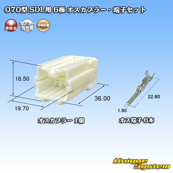 画像1: 矢崎総業 070型 SDL用 非防水 6極 オスカプラー・端子セット (1)