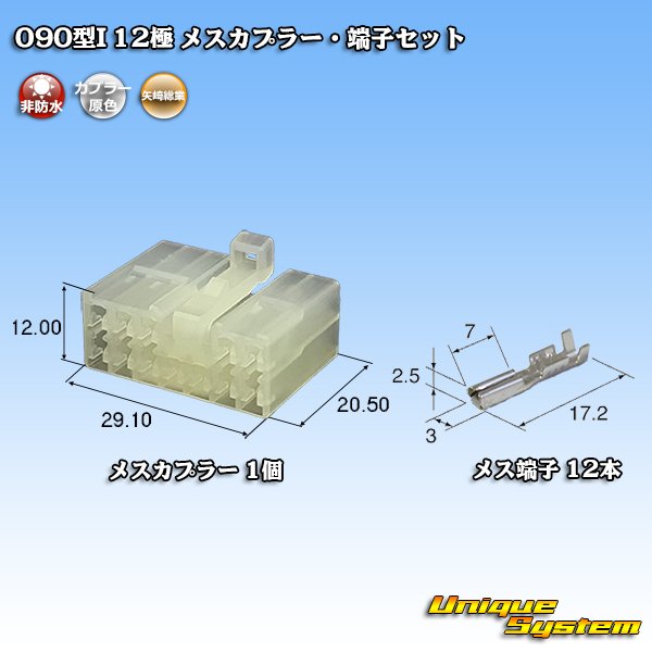画像1: 矢崎総業 090型I 非防水 12極 メスカプラー・端子セット (1)