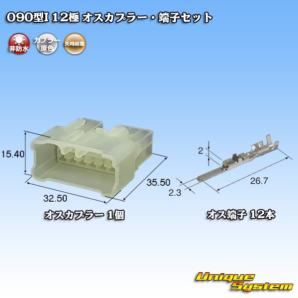 画像1: 矢崎総業 090型I 非防水 12極 オスカプラー・端子セット (1)