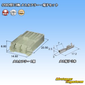 画像: 矢崎総業 090型I 非防水 3極 メスカプラー・端子セット