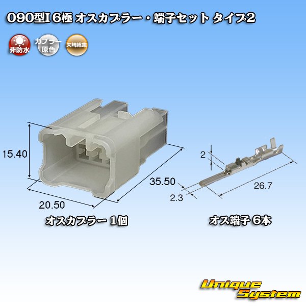 画像1: 矢崎総業 090型 MT(090型I) 非防水 6極 オスカプラー・端子セット (1)