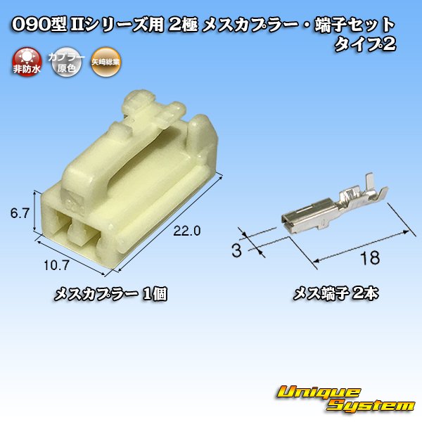 画像1: 矢崎総業 090型II 非防水 2極 メスカプラー・端子セット タイプ2 (1)