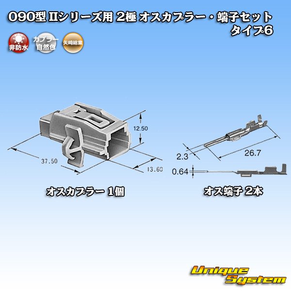画像2: 矢崎総業 090型II 非防水 2極 オスカプラー・端子セット タイプ6 (2)