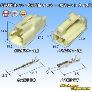 画像: 矢崎総業 090型II 非防水 2極 カプラー・端子セット タイプ2