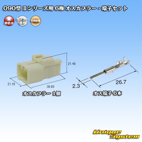 画像1: 矢崎総業 090型II 非防水 6極 オスカプラー・端子セット タイプ1 (1)