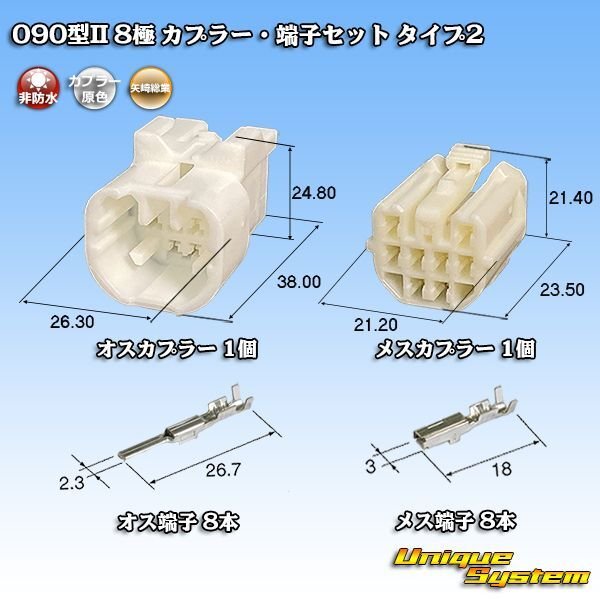 画像1: 矢崎総業 090型II 非防水 8極 カプラー・端子セット タイプ2 (1)