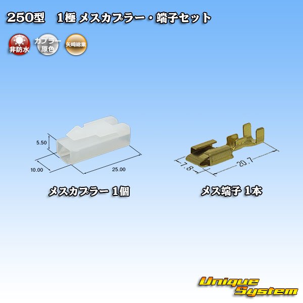 画像1: 矢崎総業 250型 CN(A) 非防水 1極 メスカプラー・端子セット (1)