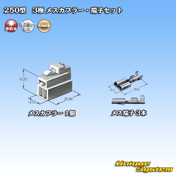 画像4: 矢崎総業 250型 CN(A) 非防水 3極 メスカプラー・端子セット (4)