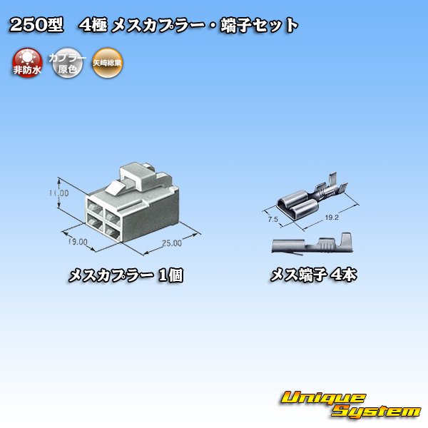 画像4: 矢崎総業 250型 CN(A) 非防水 4極 メスカプラー・端子セット (4)