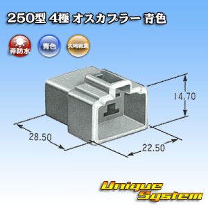 画像: 矢崎総業 250型 CN(A) 非防水 4極 オスカプラー 青色