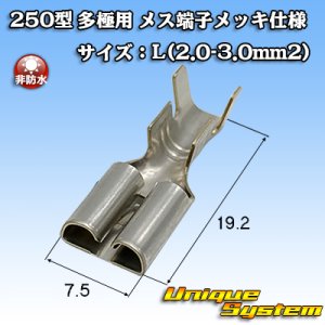 画像: 矢崎総業 250型 ブスバー バスバー用 非防水 メス端子 メッキ仕様 サイズ：L(2.0-3.0mm2)
