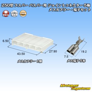 画像: 矢崎総業 250型 ブスバー バスバー用 ジョイントコネクター 非防水 5極 メスカプラー・端子セット