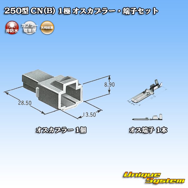画像5: 矢崎総業 250型 CN(B) 非防水 1極 オスカプラー・端子セット (5)