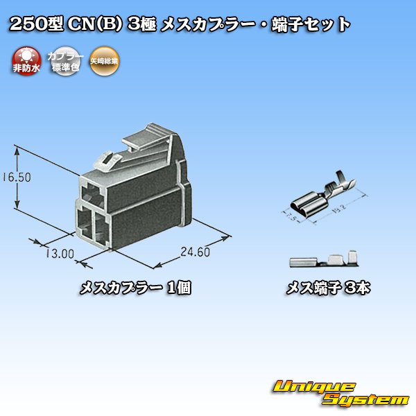 画像5: 矢崎総業 250型 CN(B) 非防水 3極 メスカプラー・端子セット (5)