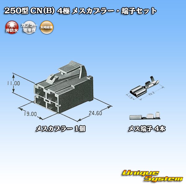 画像5: 矢崎総業 250型 CN(B) 非防水 4極 メスカプラー・端子セット (5)