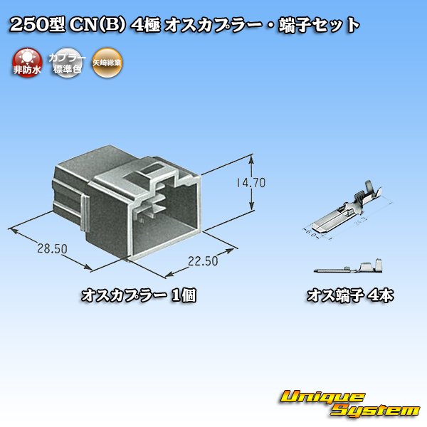 画像5: 矢崎総業 250型 CN(B) 非防水 4極 オスカプラー・端子セット (5)
