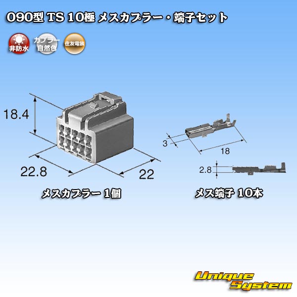 画像1: 住友電装 090型 TS 非防水 10極 メスカプラー・端子セット タイプ1 (1)