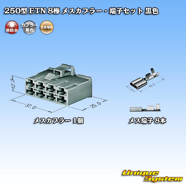 画像1: 住友電装 250型 ETN 非防水 8極 メスカプラー・端子セット 黒色 (1)