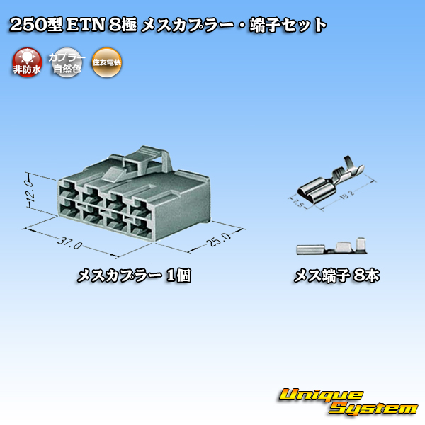 画像1: 住友電装 250型 ETN 非防水 8極 メスカプラー・端子セット (1)