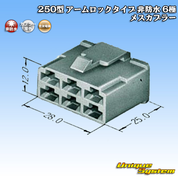 画像1: 住友電装 250型 アームロックタイプ 非防水 6極 メスカプラー (1)