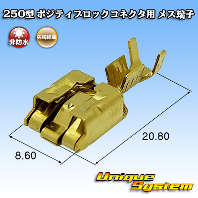 画像1: 矢崎総業 250型 ポジティブロックコネクタ用 非防水 メス端子 (1)